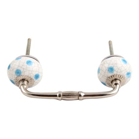 Blue Dotted Cackle Ceramic Bridge Handle